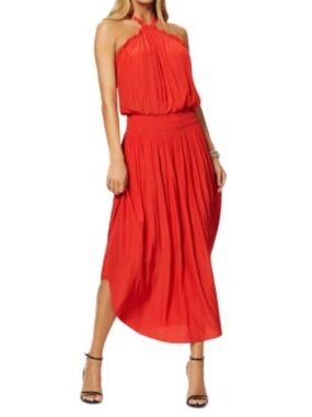 Ramy Brook Chloe Halter Red High-Low Midi Dress